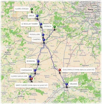 Carte Compostelle - Voie de Tours - Eure-et-Loir